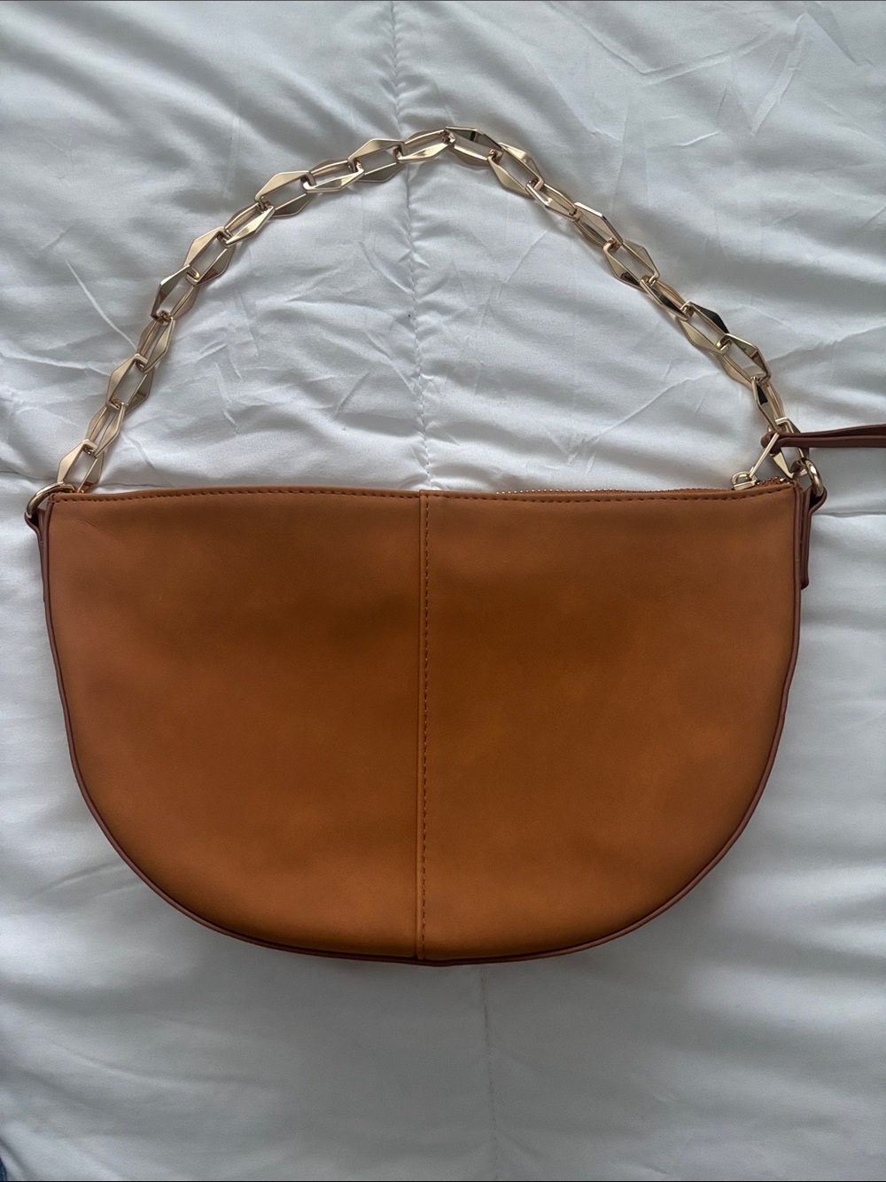Universal Thread Cognac Half-Moon Shoulder Bag with Gold Chain